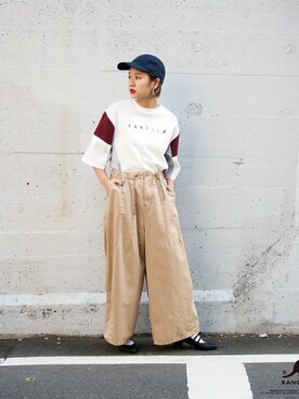 「179/WG（イチナナキュウダブルジー）のアイテム（帽子）」を使った、ニコルさん（レディース・164cm）の春コーディネート
