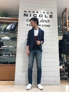 「MONSIEUR NICOLE（ムッシュニコル）のアイテム」を使った、ニコルさん（メンズ・170cm）の春コーディネート