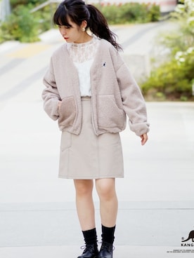 「KANGOL（カンゴール）のアイテム（ジャケット/アウター）」を使った、ニコルさん（レディース・157cm）の秋コーディネート