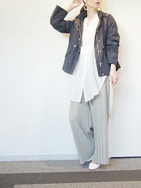 「シースルー」｜「アイテム（ミリタリージャケット）」を使った、ニコルさん（レディース・163cm）の夏コーディネート