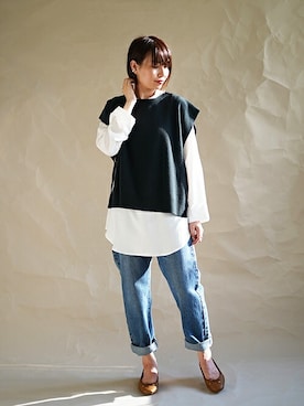 「バレエシューズ」｜「アイテム（アンサンブル）」を使った、ニコルさん（レディース・163cm）の秋コーディネート