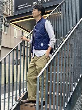 「BROOKLYN OVERALL（ブルックリンオーバーオール）のアイテム」を使った、ニコルさん（メンズ・178cm）の秋コーディネート