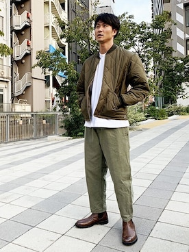 「BROOKLYN OVERALL（ブルックリンオーバーオール）のアイテム」を使った、ニコルさん（メンズ・178cm）の冬コーディネート