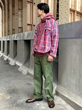 「BROOKLYN OVERALL（ブルックリンオーバーオール）のアイテム」を使った、ニコルさん（メンズ・178cm）の冬コーディネート