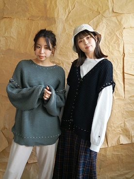 「179/WG（イチナナキュウダブルジー）のアイテム（帽子）」を使った、ニコルさん（レディース・158cm）の冬コーディネート