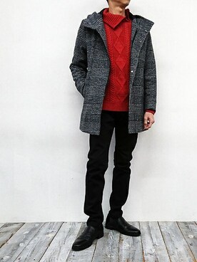 「フードコート」｜「アイテム（スリッポン）」を使った、ニコルさん（メンズ・173cm）の冬コーディネート