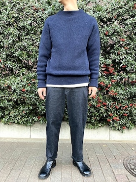 「BROOKLYN OVERALL（ブルックリンオーバーオール）のアイテム」を使った、ニコルさん（メンズ・178cm）の冬コーディネート