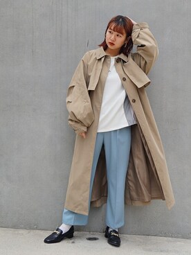 「179/WG（イチナナキュウダブルジー）のアイテム（トレンチコート）」を使った、ニコルさん（レディース・158cm）の冬コーディネート