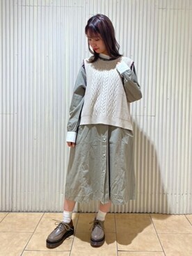 「シャツワンピ」｜「アイテム（アンサンブル）」を使った、ニコルさん（レディース・156cm）の冬コーディネート