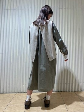 「シャツワンピ」｜「アイテム（アンサンブル）」を使った、ニコルさん（レディース・156cm）の冬コーディネート
