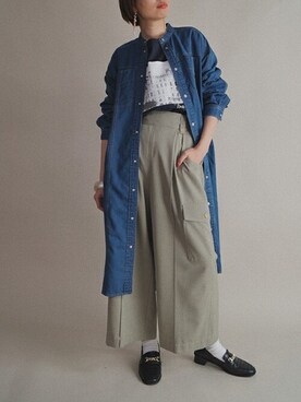「179/WG（イチナナキュウダブルジー）のアイテム（シャツワンピース）」を使った、ニコルさん（レディース・163cm）の冬コーディネート
