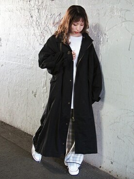「179/WG（イチナナキュウダブルジー）のアイテム（モッズコート）」を使った、ニコルさん（レディース・154cm）の冬コーディネート