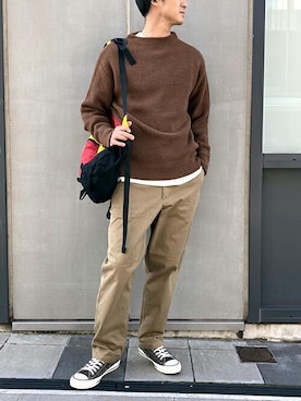 「BROOKLYN OVERALL（ブルックリンオーバーオール）のアイテム」を使った、ニコルさん（メンズ・178cm）の冬コーディネート