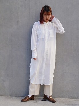 「179/WG（イチナナキュウダブルジー）のアイテム（シャツワンピース）」を使った、ニコルさん（レディース・158cm）の春コーディネート