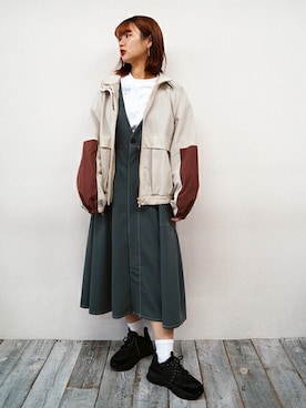 「179/WG（イチナナキュウダブルジー）のアイテム（ジャケット/アウター）」を使った、ニコルさん（レディース・158cm）の春コーディネート