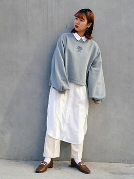 「179/WG（イチナナキュウダブルジー）のアイテム（シャツワンピース）」を使った、ニコルさん（レディース・158cm）の春コーディネート