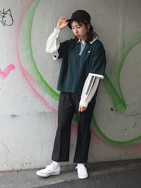 「179/WG（イチナナキュウダブルジー）のアイテム（帽子）」を使った、ニコルさん（レディース・163cm）の春コーディネート