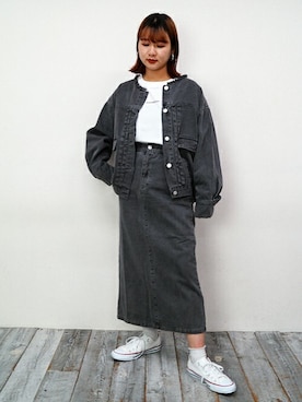 「179/WG（イチナナキュウダブルジー）のアイテム（ジャケット/アウター）」を使った、ニコルさん（レディース・158cm）の春コーディネート
