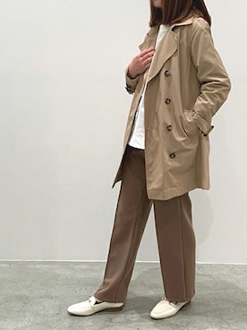 「スラックスパンツ」｜「アイテム（トレンチコート）」を使った、ニコルさん（レディース・155cm）の冬コーディネート