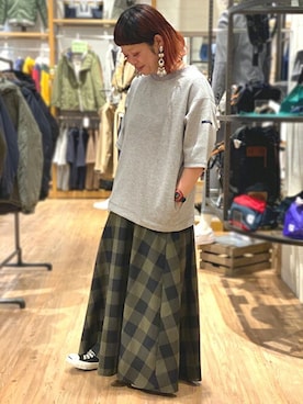 「チェックフレアスカート」｜ニコルさん（レディース・156cm）の春コーディネート