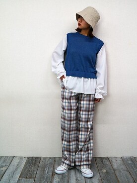 「179/WG（イチナナキュウダブルジー）のアイテム（帽子）」を使った、ニコルさん（レディース・158cm）の春コーディネート