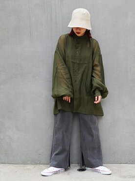 「179/WG（イチナナキュウダブルジー）のアイテム（帽子）」を使った、ニコルさん（レディース・158cm）の春コーディネート