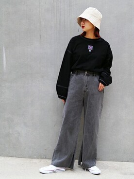 「179/WG（イチナナキュウダブルジー）のアイテム（帽子）」を使った、ニコルさん（レディース・158cm）の春コーディネート