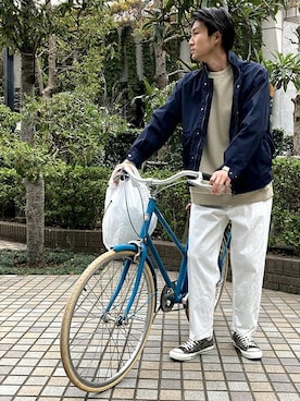 「BROOKLYN OVERALL（ブルックリンオーバーオール）のアイテム」を使った、ニコルさん（メンズ・178cm）の春コーディネート