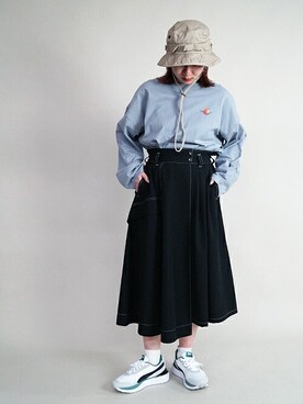 「179/WG（イチナナキュウダブルジー）のアイテム（帽子）」を使った、ニコルさん（レディース・158cm）の春コーディネート