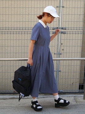 「179/WG（イチナナキュウダブルジー）のアイテム（シャツワンピース）」を使った、ニコルさん（レディース・158cm）の春コーディネート