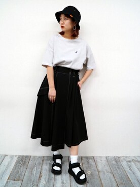 「179/WG（イチナナキュウダブルジー）のアイテム（帽子）」を使った、ニコルさん（レディース・158cm）の春コーディネート