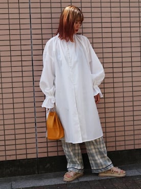 「179/WG（イチナナキュウダブルジー）のアイテム（シャツワンピース）」を使った、ニコルさん（レディース・158cm）の春コーディネート