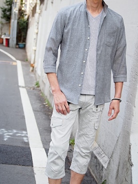 「ショートカーゴパンツ」｜ニコルさん（メンズ・173cm）の春コーディネート