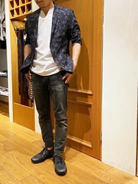 「デンハム」｜ニコルさん（メンズ・165cm）の春コーディネート