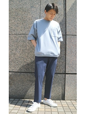 「ポケットＴシャツ」｜「アイテム（スウェット）」を使った、ニコルさん（メンズ・178cm）の夏コーディネート