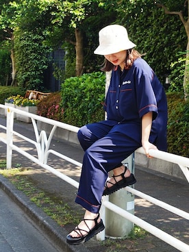 「179/WG（イチナナキュウダブルジー）のアイテム（帽子）」を使った、ニコルさん（レディース・158cm）の夏コーディネート
