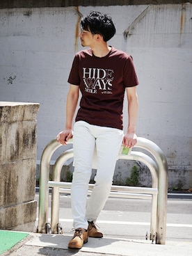 「HIDEAWAYS NICOLE（ハイダウェイニコル）のアイテム」を使った、ニコルさん（メンズ・181cm）の夏コーディネート