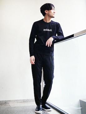 「秋先取りコーデ」｜「アイテム（スリッポン）」を使った、ニコルさん（メンズ・176cm）の秋コーディネート