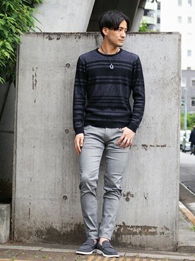 「NICOLE CLUB FOR MEN（ニコルクラブフォーメン）のアイテム（その他パンツ）」を使った、ニコルさん（メンズ・176cm）の夏コーディネート