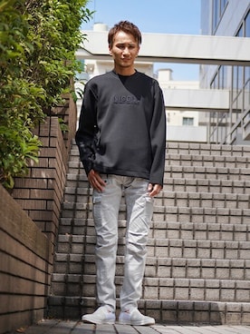 「NICOLE CLUB FOR MEN（ニコルクラブフォーメン）のアイテム（スリッポン）」を使った、ニコルさん（メンズ・171cm）の秋コーディネート