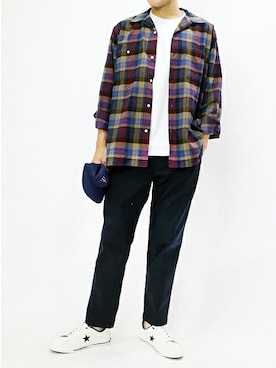 「PENDLETON（ペンドルトン）のアイテム（トップス）」を使った、ニコルさん（メンズ・178cm）の秋コーディネート