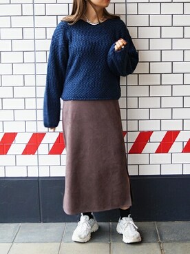 「スウェードスカート」｜ニコルさん（レディース・163cm）の秋コーディネート
