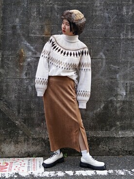 「179/WG（イチナナキュウダブルジー）のアイテム（帽子）」を使った、ニコルさん（レディース・158cm）の秋コーディネート
