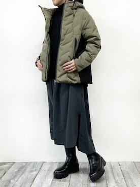 「179/WG（イチナナキュウダブルジー）のアイテム（ブーツ）」を使った、ニコルさん（メンズ・158cm）の冬コーディネート