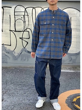 「BROOKLYN OVERALL（ブルックリンオーバーオール）のアイテム」を使った、ニコルさん（メンズ・178cm）の秋コーディネート