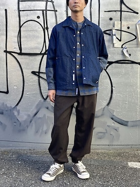 「BROOKLYN OVERALL（ブルックリンオーバーオール）のアイテム」を使った、ニコルさん（メンズ・178cm）の秋コーディネート