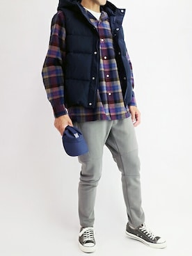 「PENDLETON（ペンドルトン）のアイテム（トップス）」を使った、ニコルさん（メンズ・178cm）の秋コーディネート