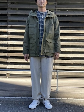 「BROOKLYN OVERALL（ブルックリンオーバーオール）のアイテム」を使った、ニコルさん（メンズ・178cm）の冬コーディネート