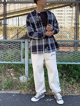 「BROOKLYN OVERALL（ブルックリンオーバーオール）のアイテム」を使った、ニコルさん（メンズ・178cm）の冬コーディネート