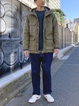 「BROOKLYN OVERALL（ブルックリンオーバーオール）のアイテム」を使った、ニコルさん（メンズ・178cm）の冬コーディネート